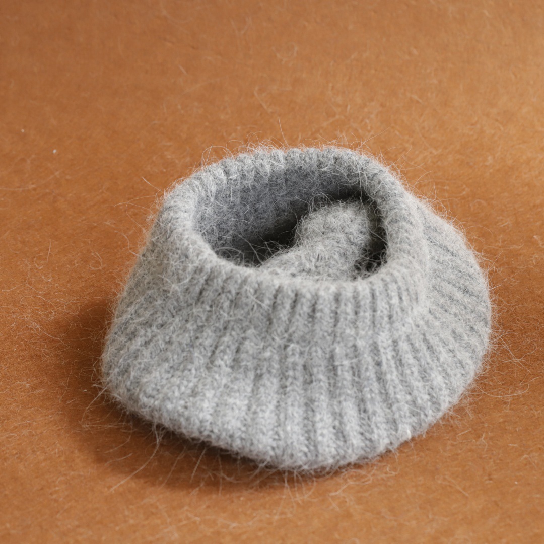 Beret French Wool - Damen Mohair Strickmütze Flauschige Warme Gefütterte