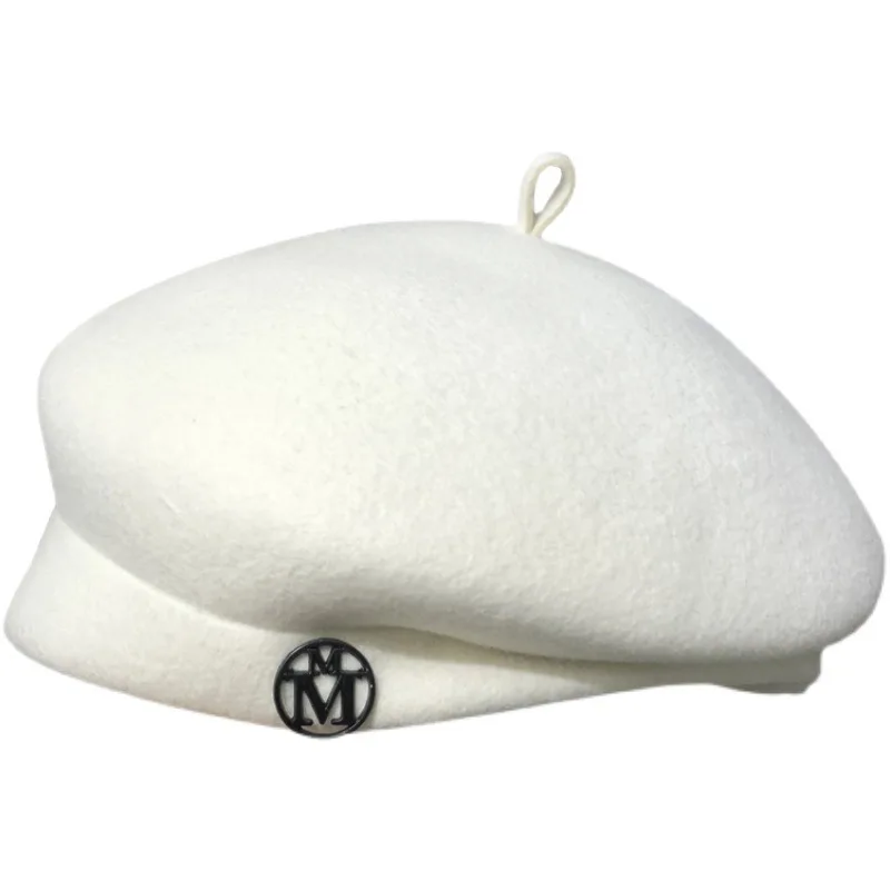 Beret French Wool - Baskenmütze aus weißer Wolle für Damen
