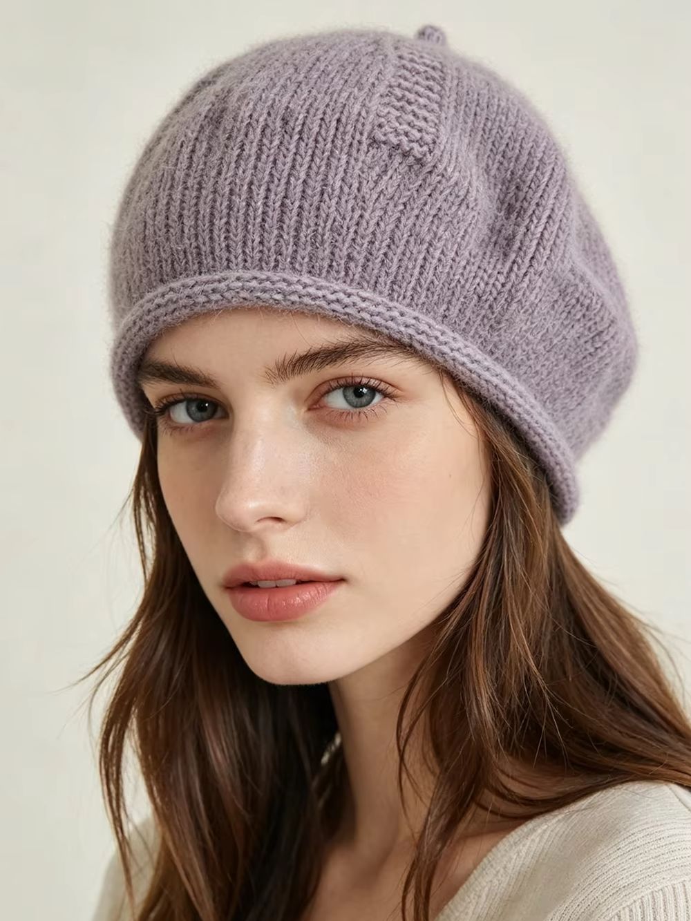 Beret French Wool - Weiche, lässige Strick-Baskenmützen für Damen im